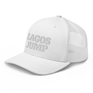 LagosJump Trucker Cap (All White)