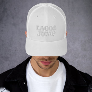 LagosJump Trucker Cap (All White)