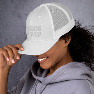 LagosJump Trucker Cap (All White)