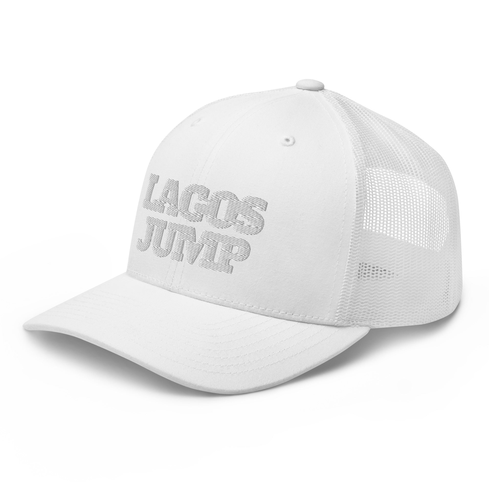 LagosJump Trucker Cap (All White)