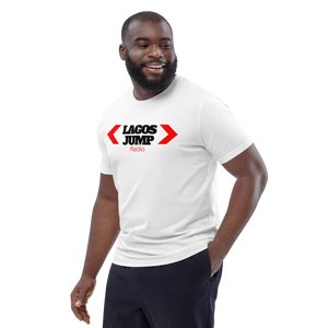 LagosJump Radio Unisex organic White Cotton T-Shirt